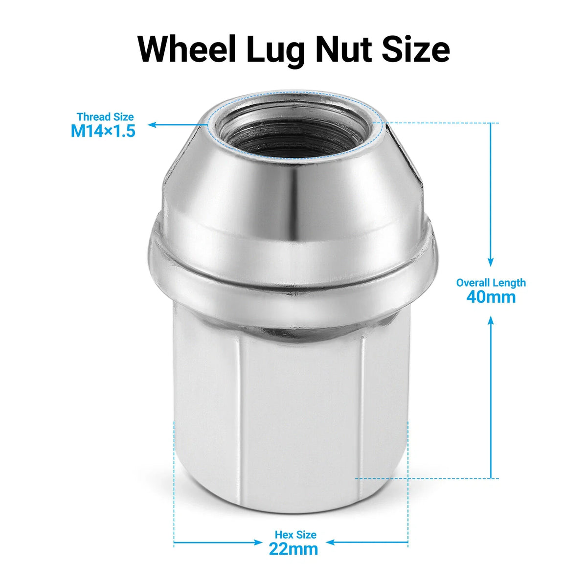 24x Chrome Lug Nuts for Chevy Silverado Tahoe Suburban Colorado (M14x1.5)