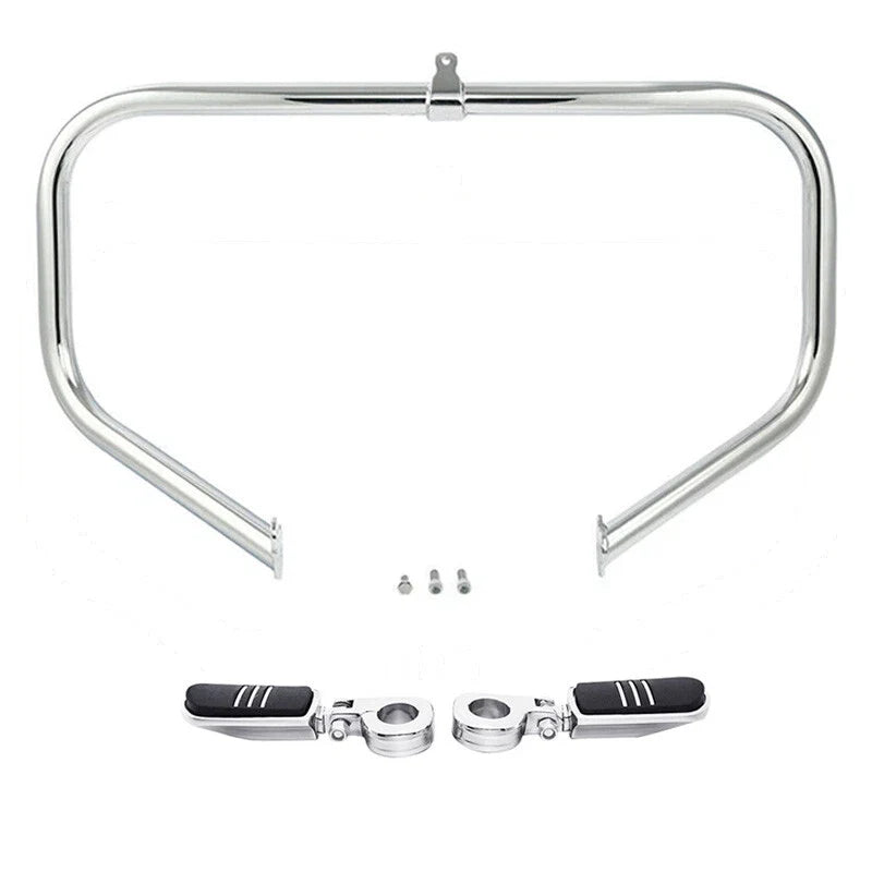 Chrome Highway Engine Guard Bar with Footpeg Pegs for Harley Road King (2009–2024)