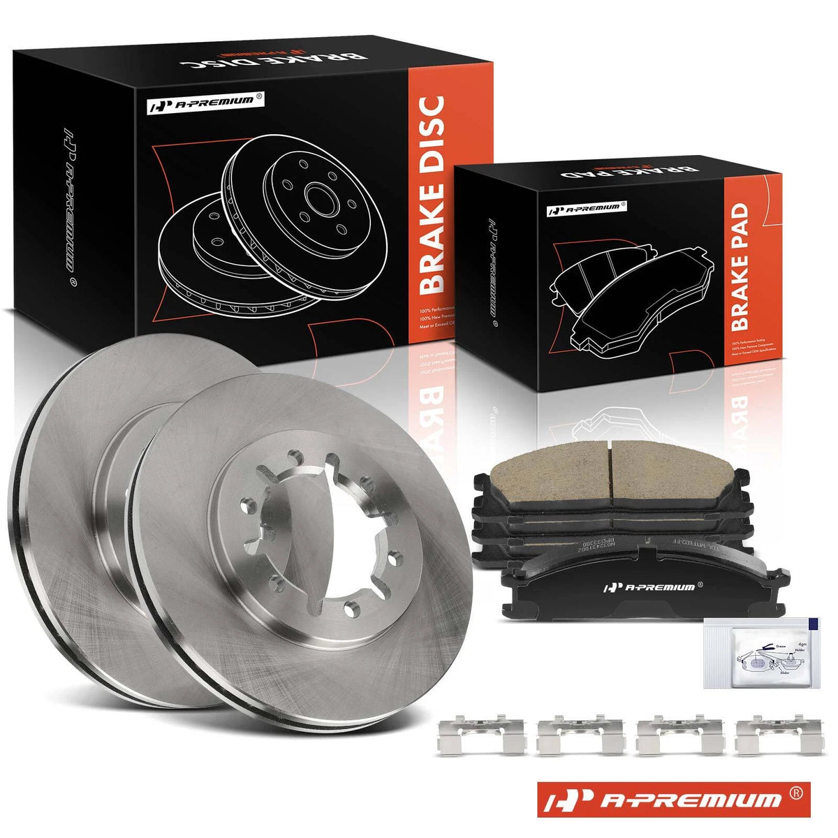 Set of 2 Front Disc Brake Rotors & Ceramic Pads for Nissan Frontier (RWD) (31259, D333, 12142067)