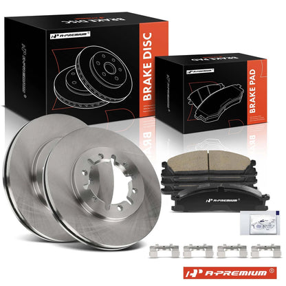 Set of 2 Front Disc Brake Rotors & Ceramic Pads for Nissan Frontier (RWD) (31259, D333, 12142067)