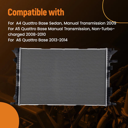 Aluminum Radiator for Audi A4 A5 A6 A7 Quattro (2008–2018) 8K0121251H 3519