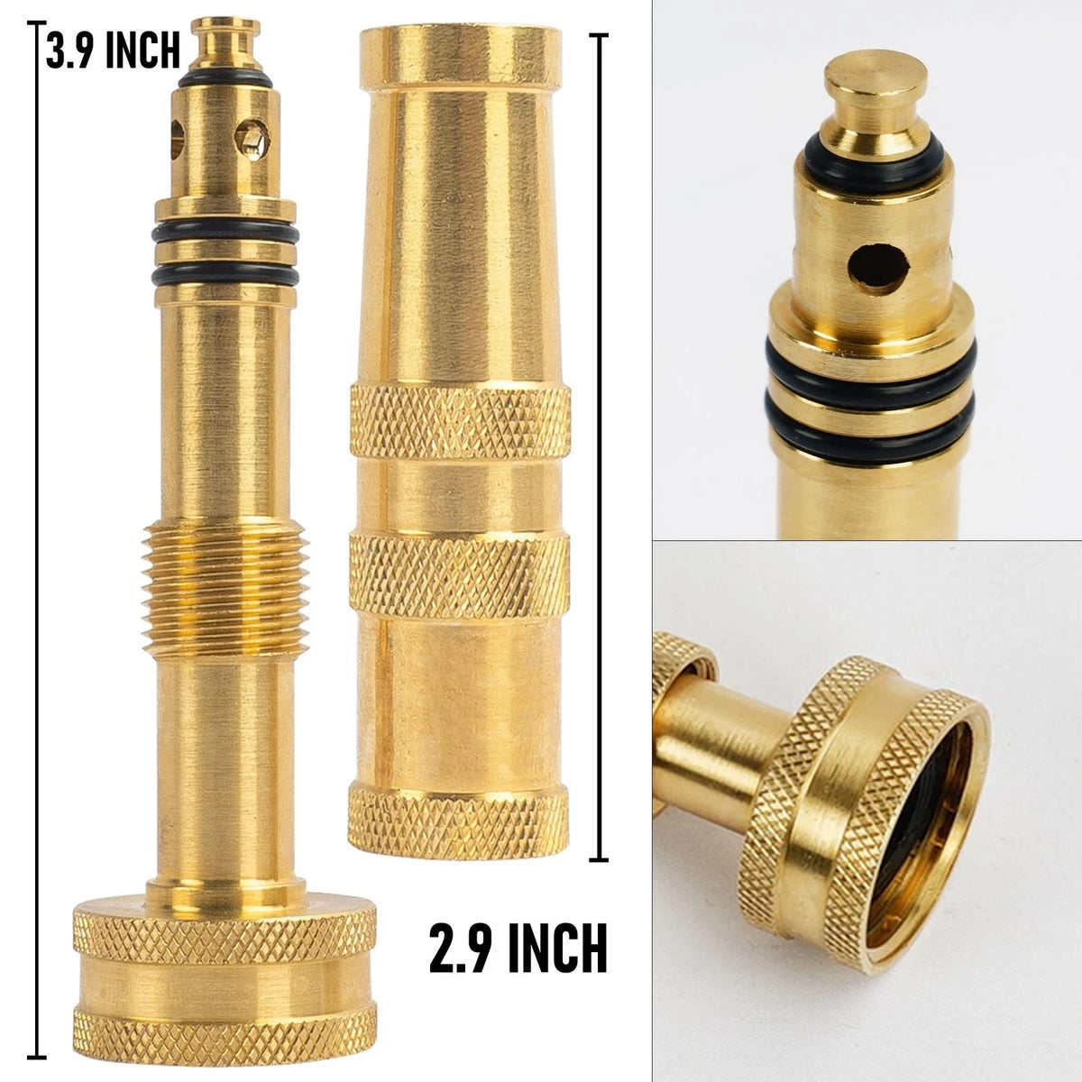 Set of 4 Adjustable Twist Hose Nozzles 4 Inch Gold