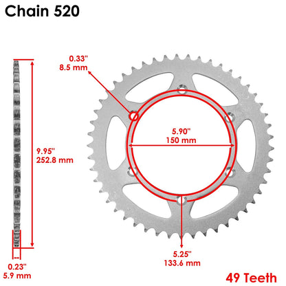 Drive Chain & Sprockets Kit for Kawasaki KX125 (1992–1993) CH100AA2147