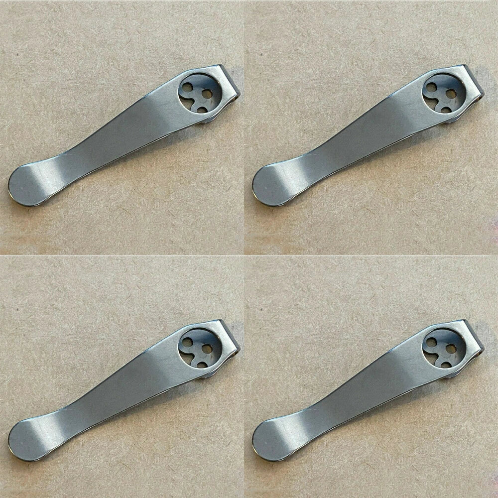 4-Pack Stone Wash Titanium Deep Carry Pocket Clip for Spyderco PM2 Smock Delica