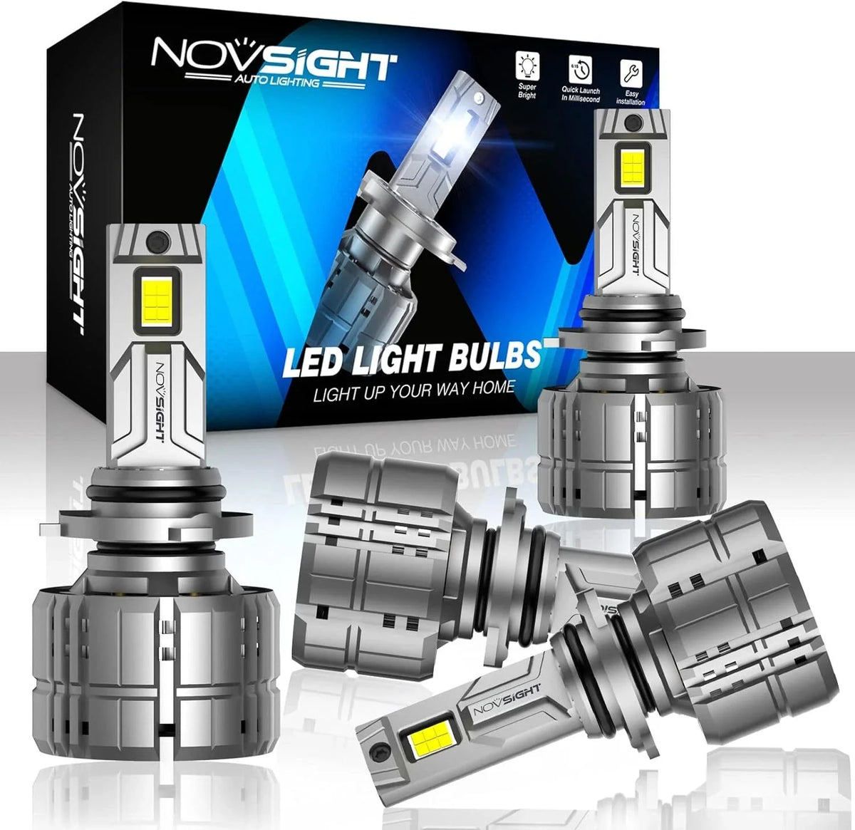 4X 9005 HB3 9006 HB4 LED Headlight Bulb Combo for Universal Fit (6500K)