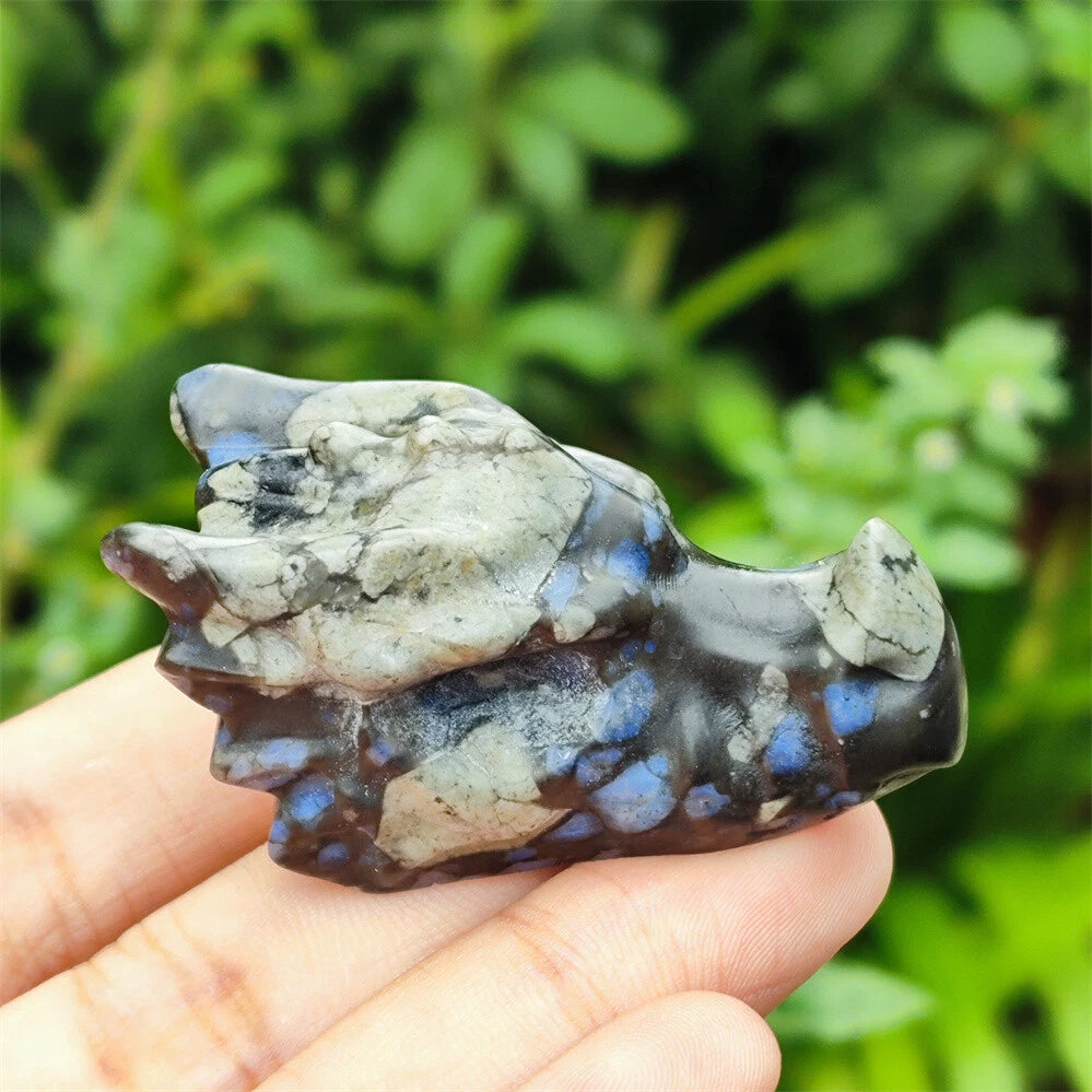 2" Natural Hand Carved Dragon Skull Quartz Crystal Gem for Healing