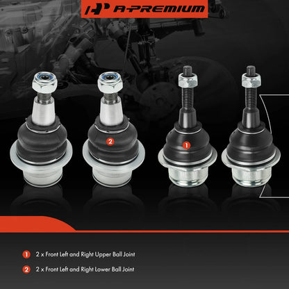 Set of 4 Front Lower & Upper Ball Joints for Ford F-150 (2021–2024)