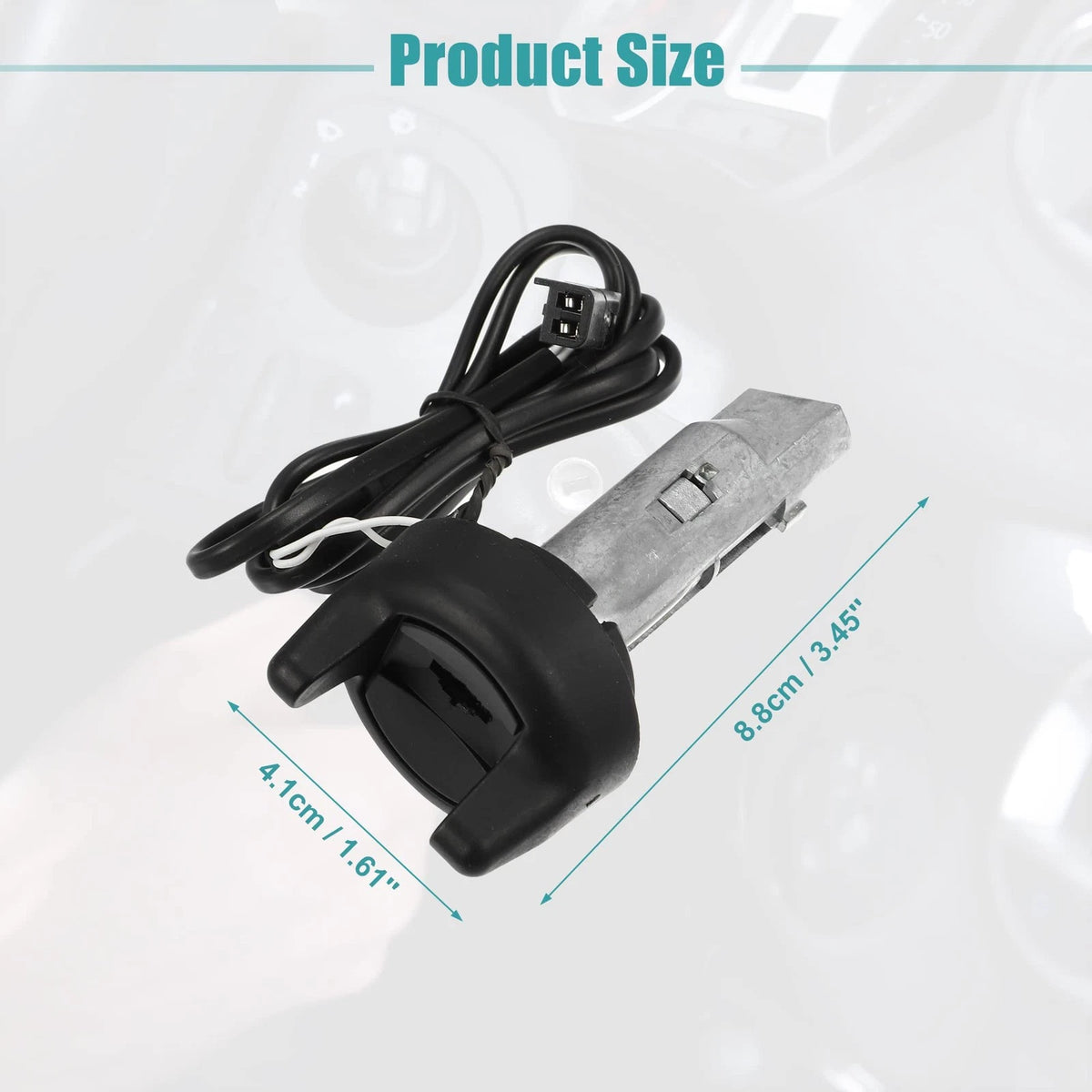 Ignition Switch Cylinder Lock for ACROPIX (3.45''x1.61'', Silver Tone, Black)
