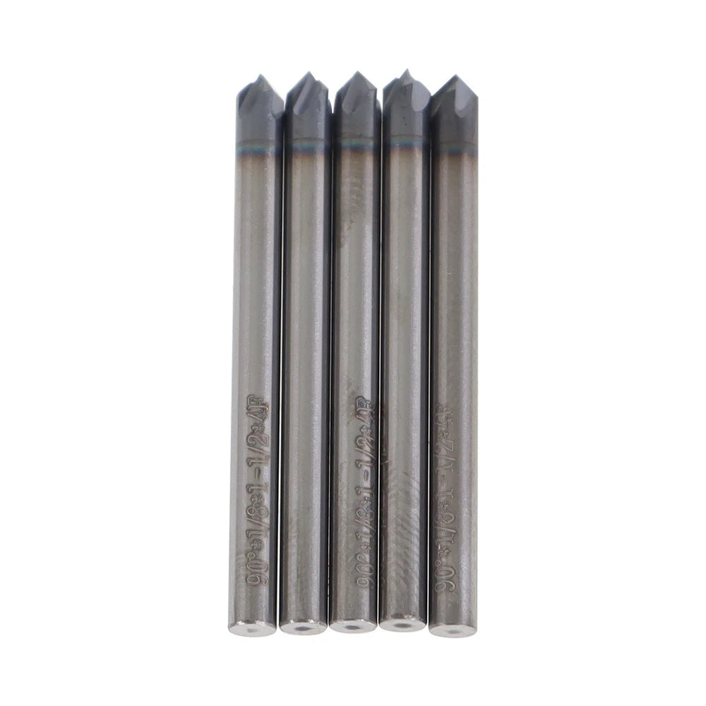 5 Pcs 1/8" 4 Flute 90 Degree Carbide Chamfer Mill (1-1/2" OAL) TiALN Coated