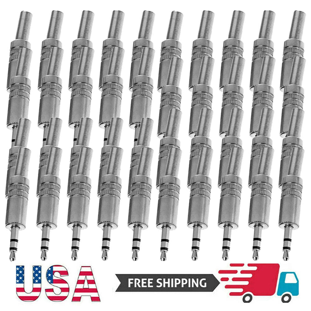 40 Pcs 3.5mm Stereo Male Audio TRS Plated Jack Plug Adapter Connector