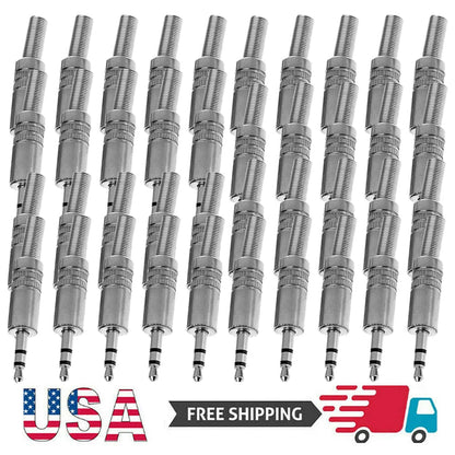 40 Pcs 3.5mm Stereo Male Audio TRS Plated Jack Plug Adapter Connector