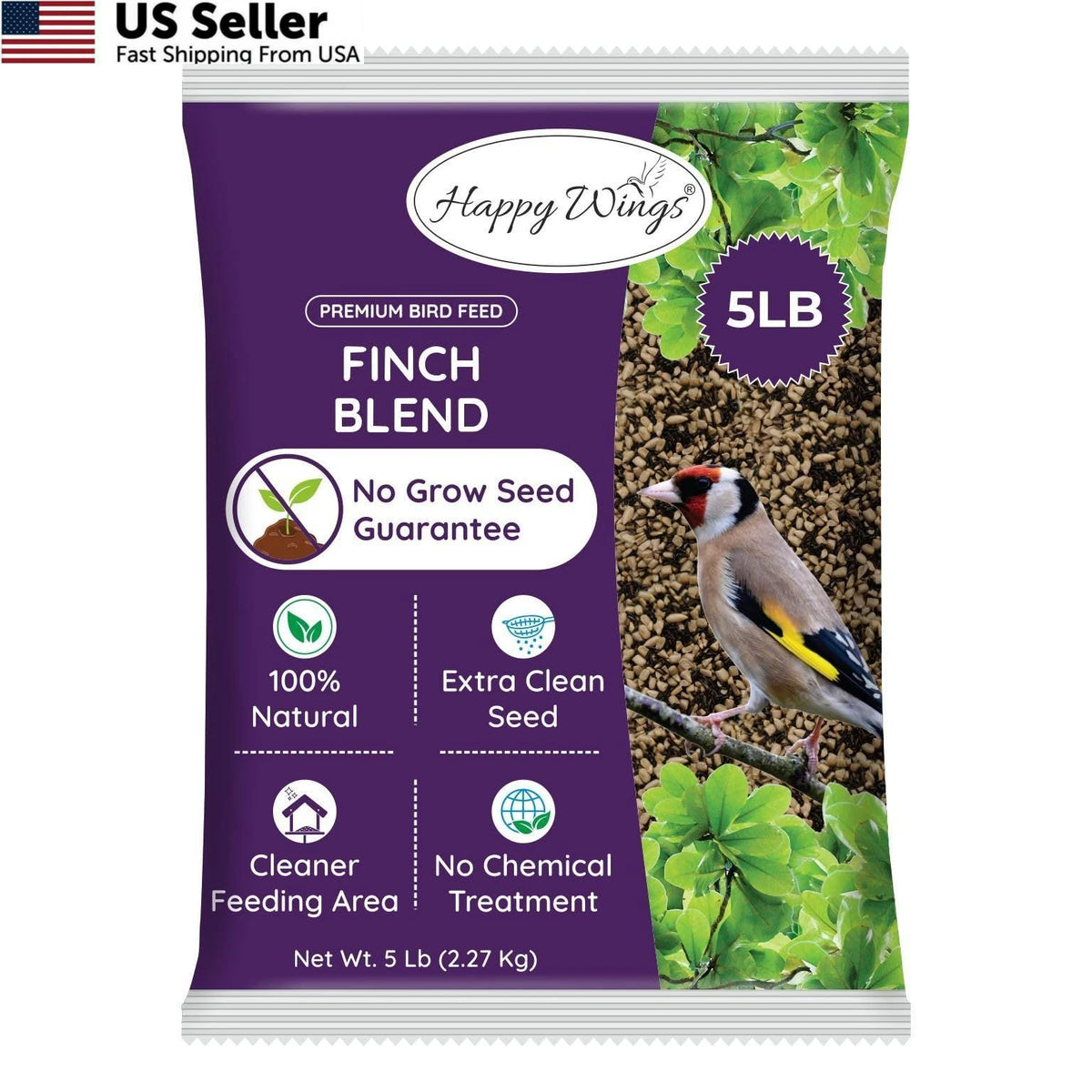 Finch Blend Bird Food Mix for Happy Wings (5 Pound Pack)