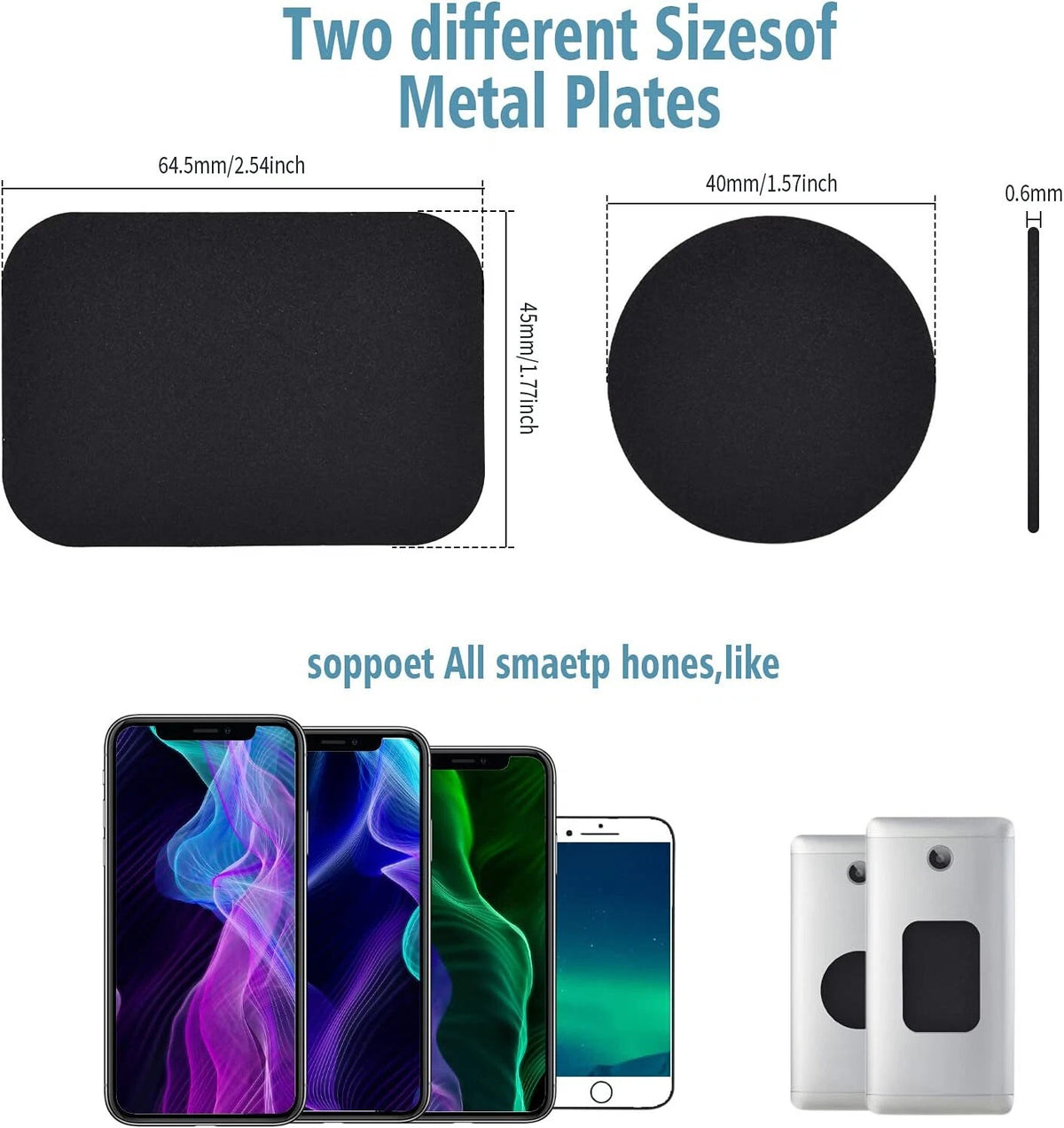 Metal Plates Adhesive Stickers for Magnetic Car Mount Phone Holder