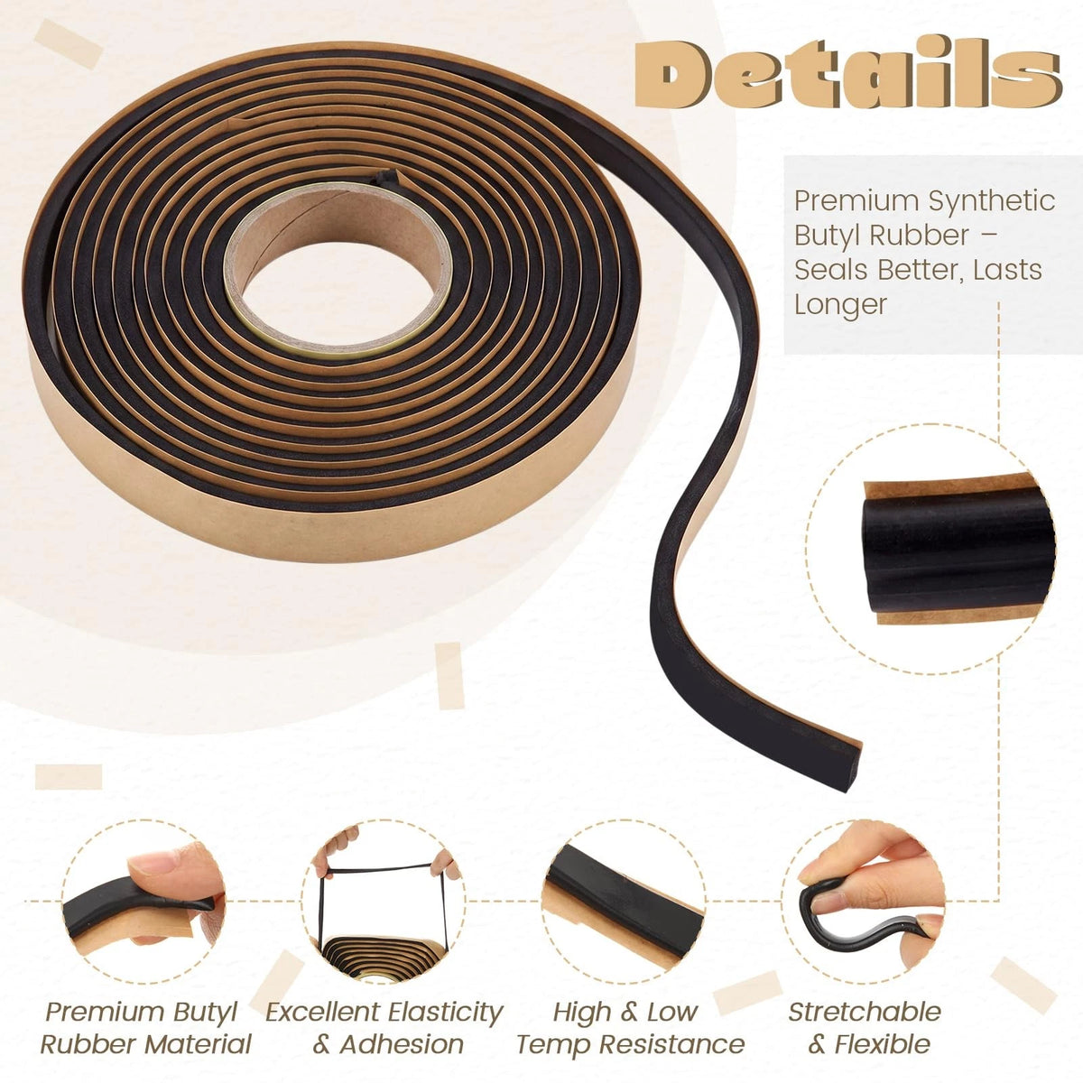 2 Rolls Window Weld Sealer for Automotive Applications (30 ft, 3/8 Inch)