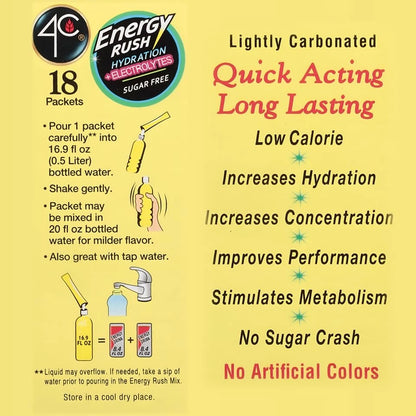 4C Energy Rush PSD with Electrolytes 18ct Lemonade Single Serve