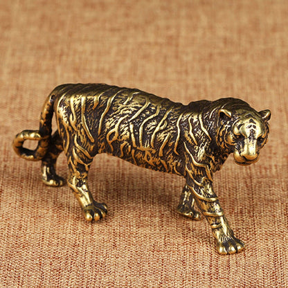 Solid Brass Tiger Figurine Statue for Home Office Decoration