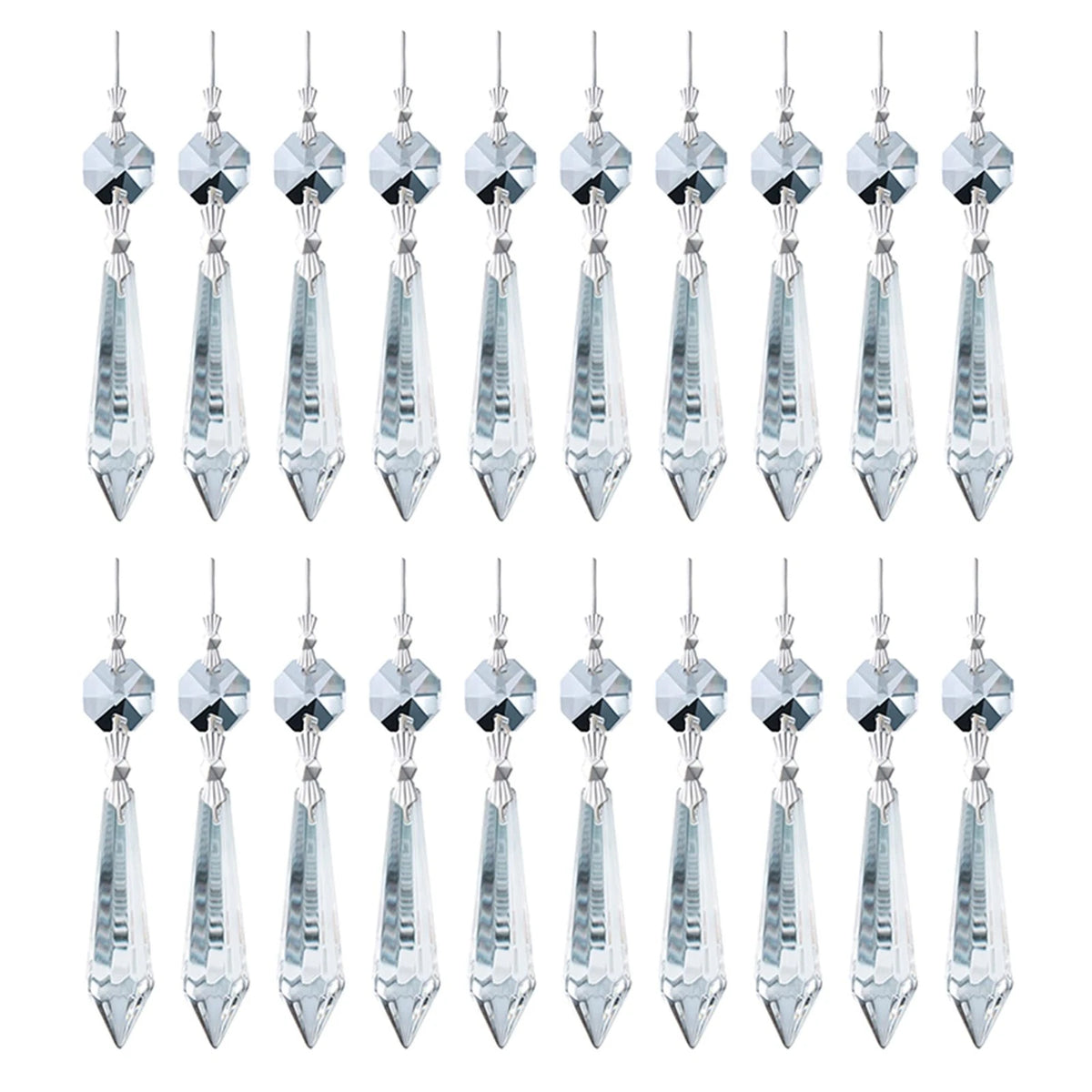 20PCS 55mm Clear Chandelier Icicle Crystal Prisms for Lamp Decoration