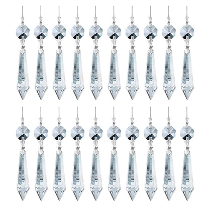20PCS 55mm Clear Chandelier Icicle Crystal Prisms for Lamp Decoration