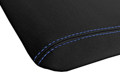 Console Lid Armrest Cover for Subaru Forester XT (2003–2008) Carbon Fiber Blue Stitch