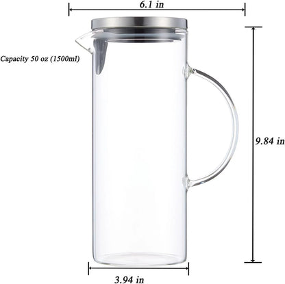 1.5L Glass Water Pitcher for Fridge Side Door (No Part Numbers)