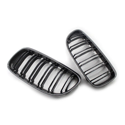 Carbo & Black Double Slat Front Kidney Grille for BMW E90 E91 325i 328i 335i (09-12)