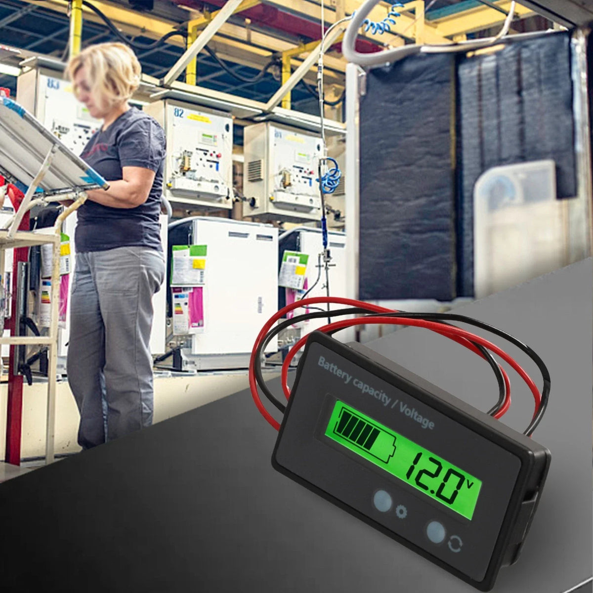 Voltmeter Battery Capacity Monitor Gauge for Universal Applications (LED)