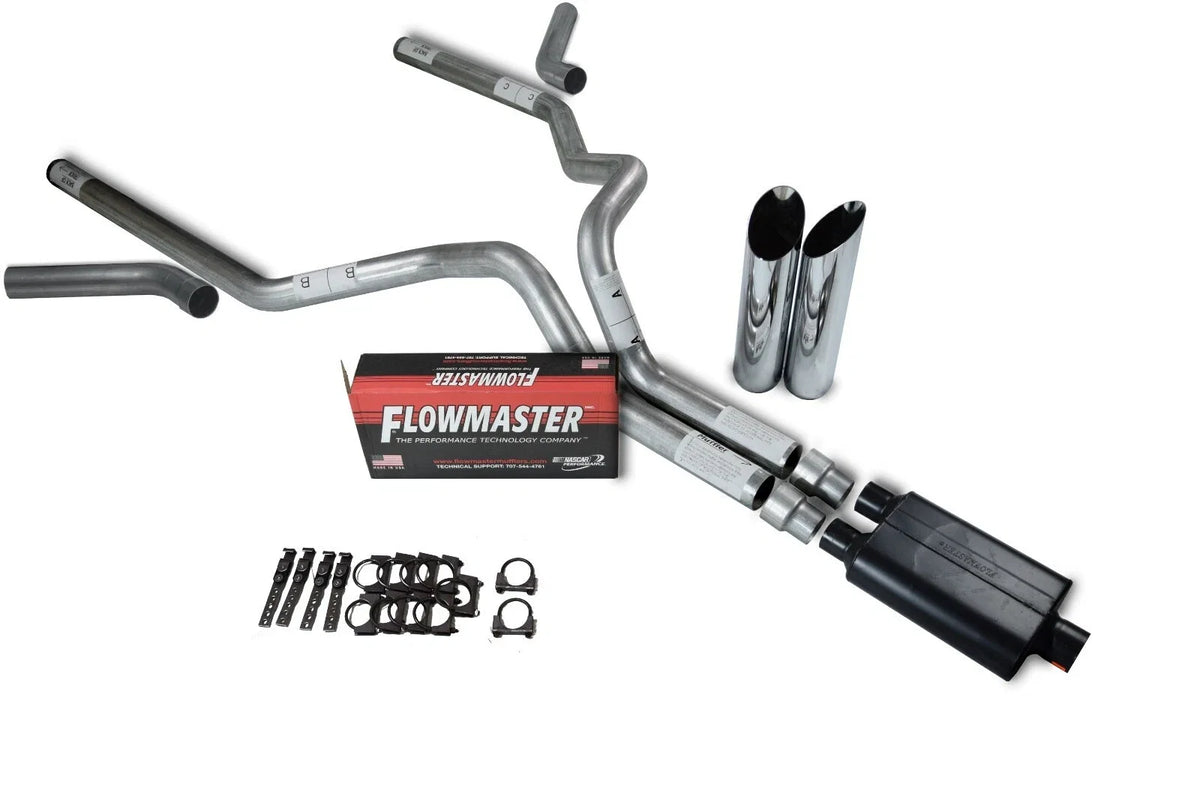 3" Dual Exhaust Kit for Dodge Ram 1500 (2004–2008) - Flowmaster Super 44, Slash Tip