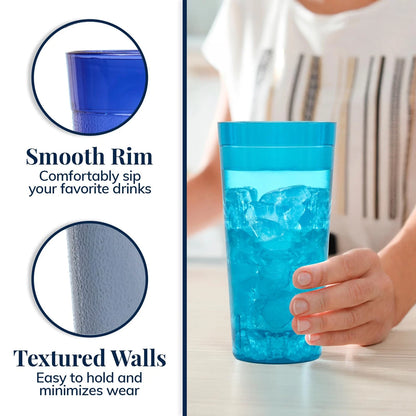 Set of 16 Reusable 20-Ounce Plastic Tumblers for Coastal Decor