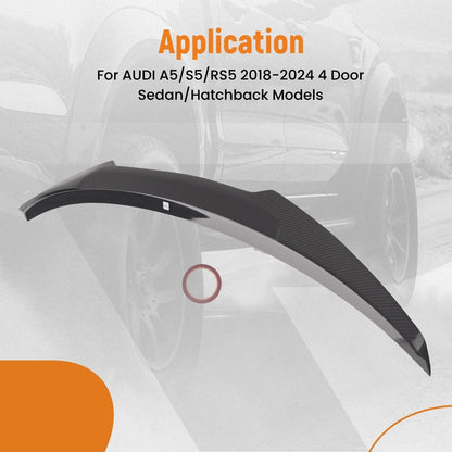 Black Trunk Lip Spoiler for Audi A5/S5/RS5 4-Door (2018–2024) Carbon Fiber