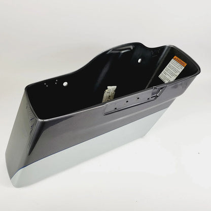 Right Side Saddlebag for Harley Davidson (2014–2023) 2 Tone Silver with Blue Pin