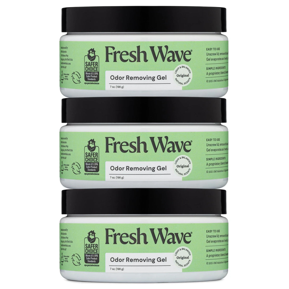 Pack of 3 Fresh Wave Odor Removing Gel 7 oz for Automotive Use