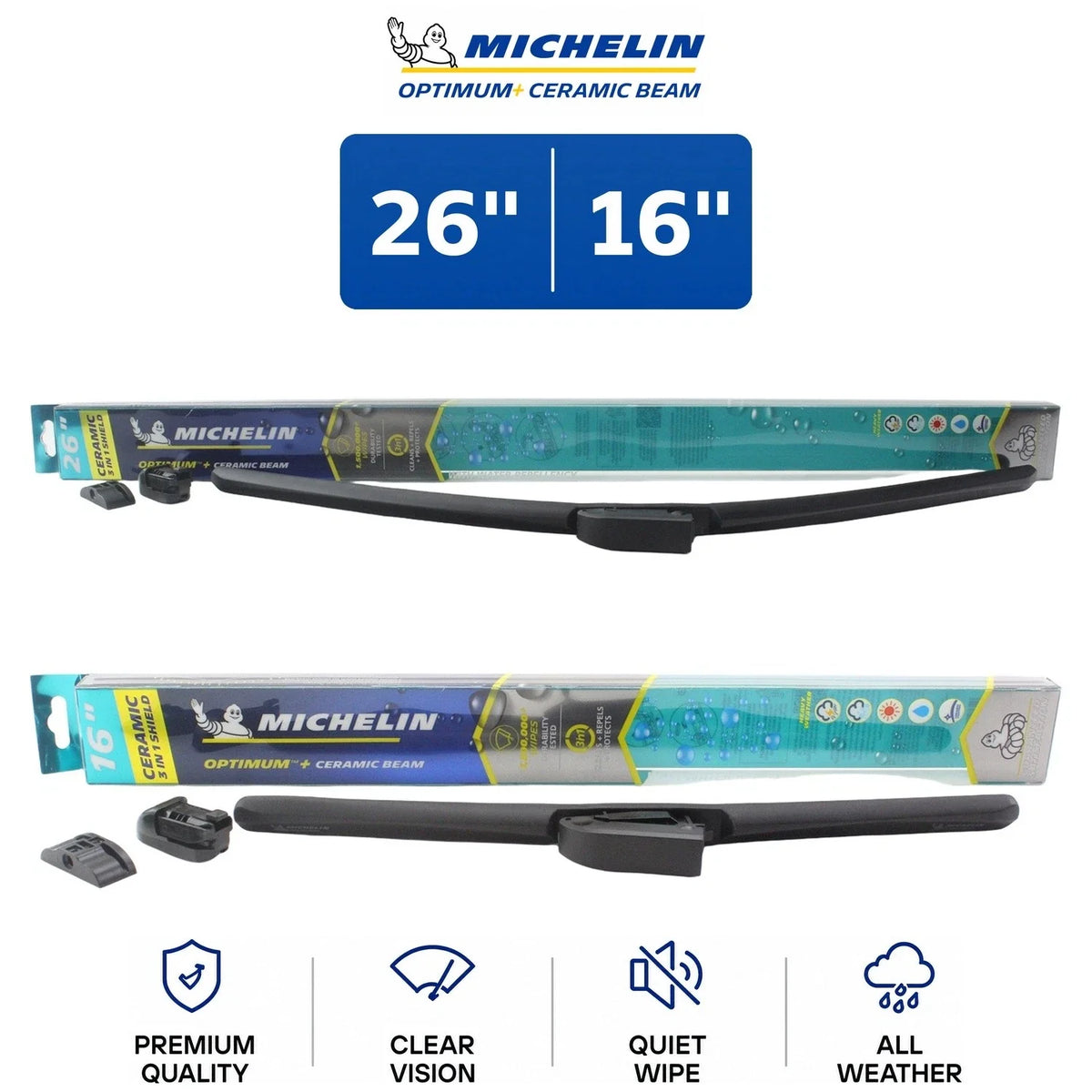Set of 2 Michelin Optimum+ 26"/16" Ceramic Wiper Blades for Kia Niro (2017–2025)