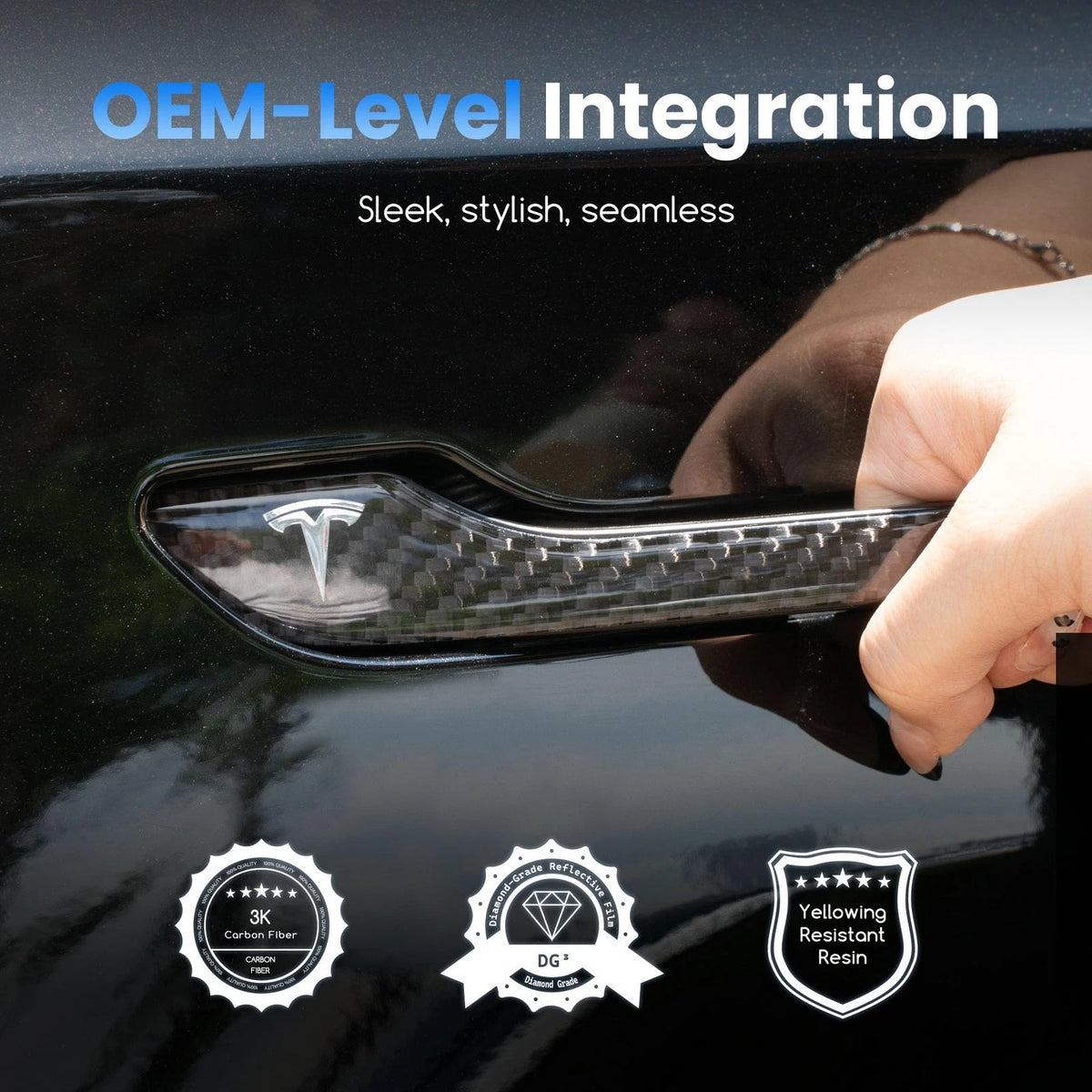 Set of 4 Door Handle Covers for Tesla Model Y/Model 3 (2019–2023)