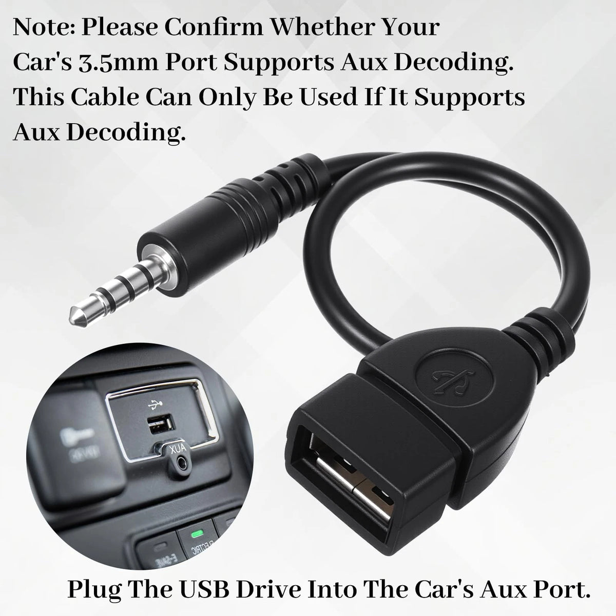 USB to AUX Audio Adapter for Universal Use (3.5 mm Male Jack)