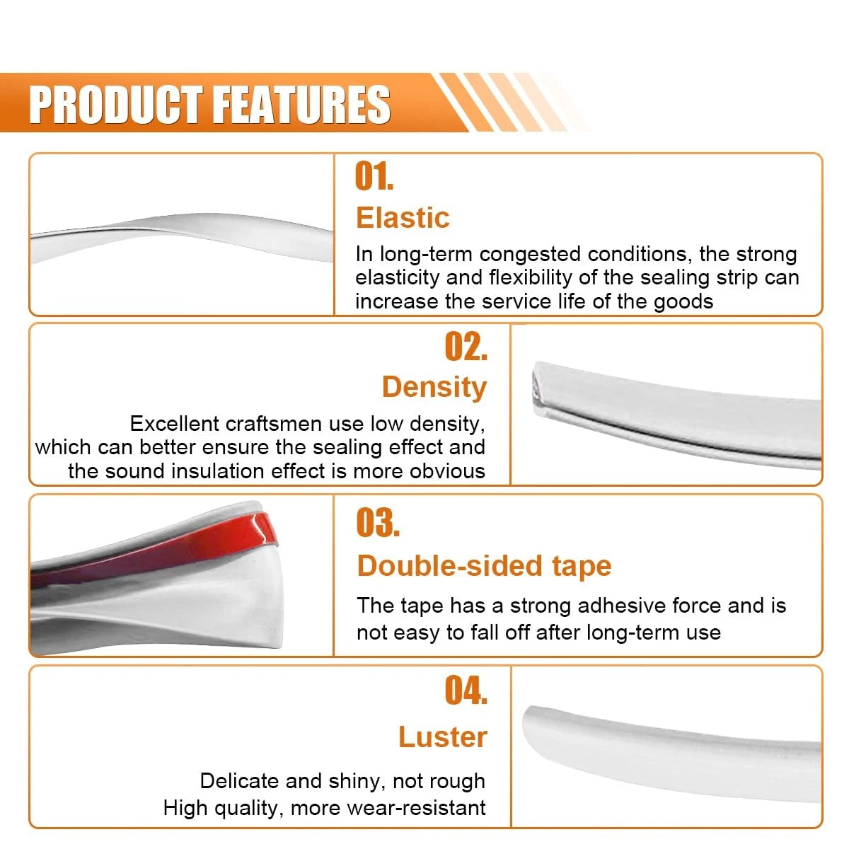 U Shape Car Door Edge Guards Trim for Universal Fit (16Ft/5M) - White