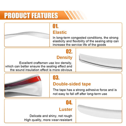 U Shape Car Door Edge Guards Trim for Universal Fit (16Ft/5M) - White