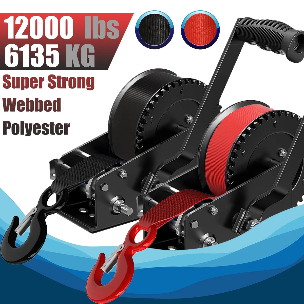 2" x 20' Boat Trailer Winch Strap with Hook - 10,816lbs Capacity