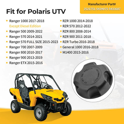 Fuel Cap for Polaris RZR Ranger General 1000 900 (2015–2023) Black