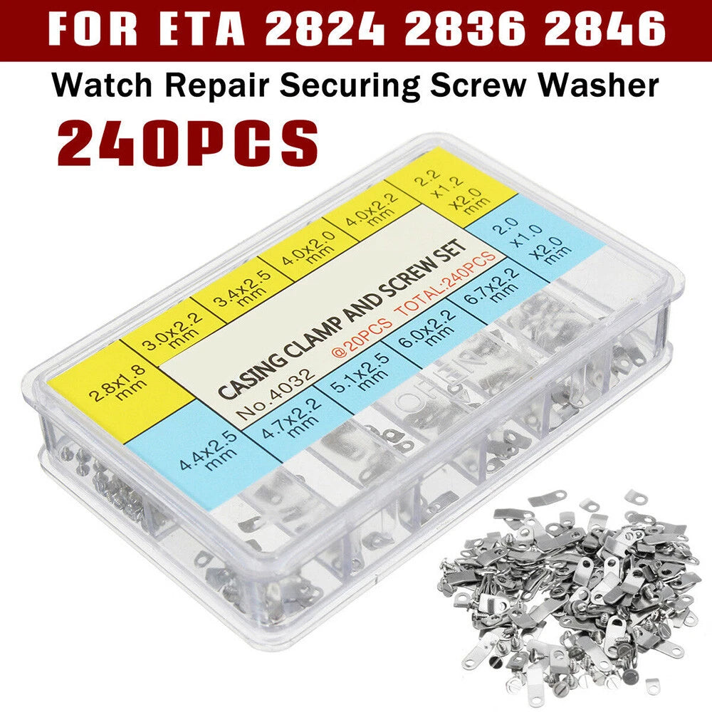 240Pcs Watch Casing Clamp Adapter Securing Screw Washer for ETA EBS (ERG947201)