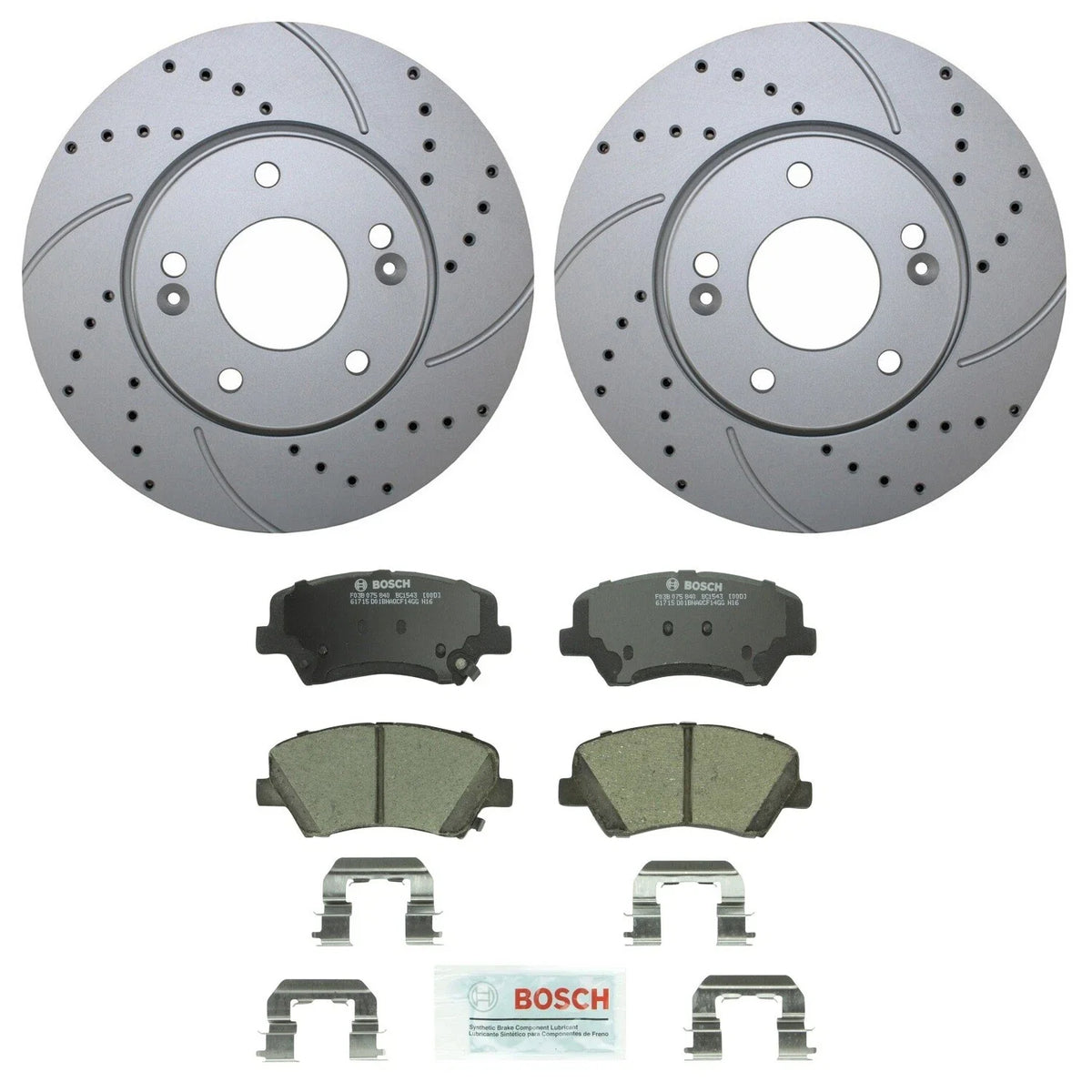 Front Brake Kit 280mm Drilled Disc Rotors & Bosch Ceramic Pads for Hyundai Kia