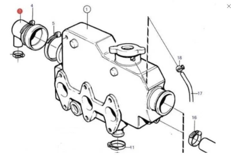 Heat Exchanger End Cap for Volvo Penta MD 2030 (Replacement 3580326, 145536370)