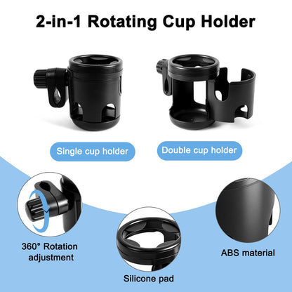 Dual Cup Holder Clamp for Bike Stroller Wheelchair Treadmill