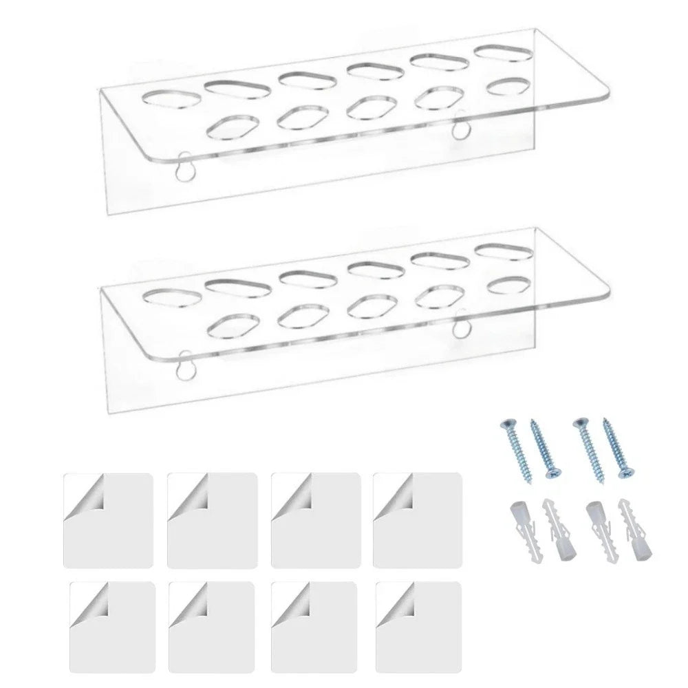 Acrylic Wall Mount Scissor Holder for Barber Tool Storage (11 Slots)