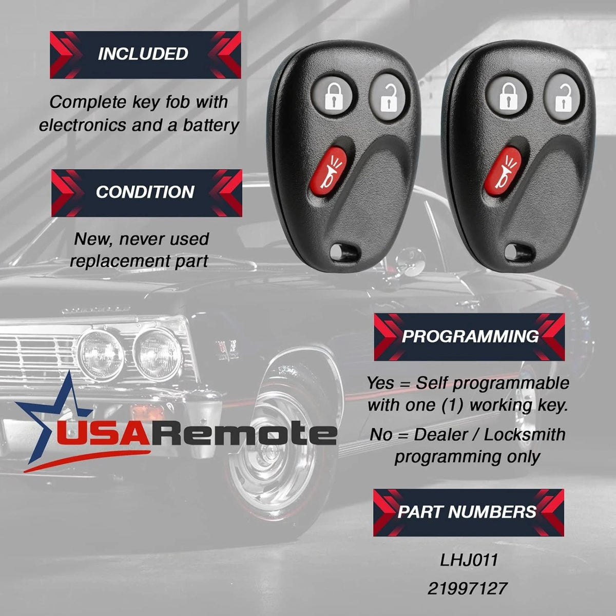 2X Key Fob Keyless Entry Remote for Chevy Tahoe (2003–2006) g lhj