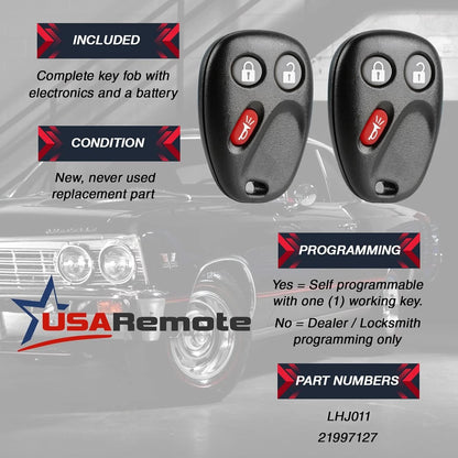 2X Key Fob Keyless Entry Remote for Chevy Tahoe (2003–2006) g lhj