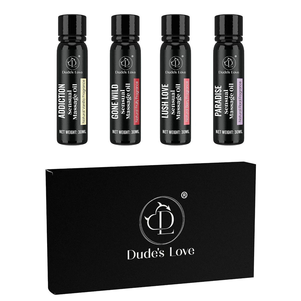 Set of 4 Organic Body Massage Oils for Couples - Safe to Lick
