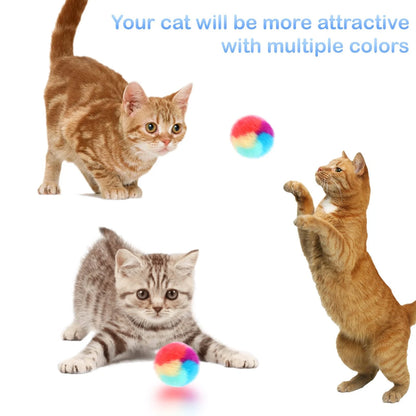 30X Soft Plush Cat Balls for Cats (1.2-inch Rainbow Toy)