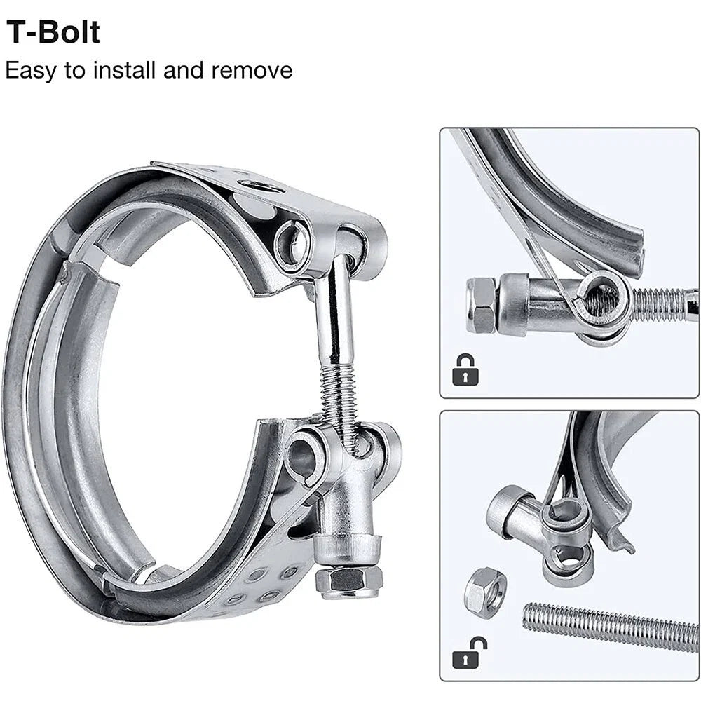 V Band Clamp Kit 2X 2.5 Inch Male Female Flange for Turbo Exhaust