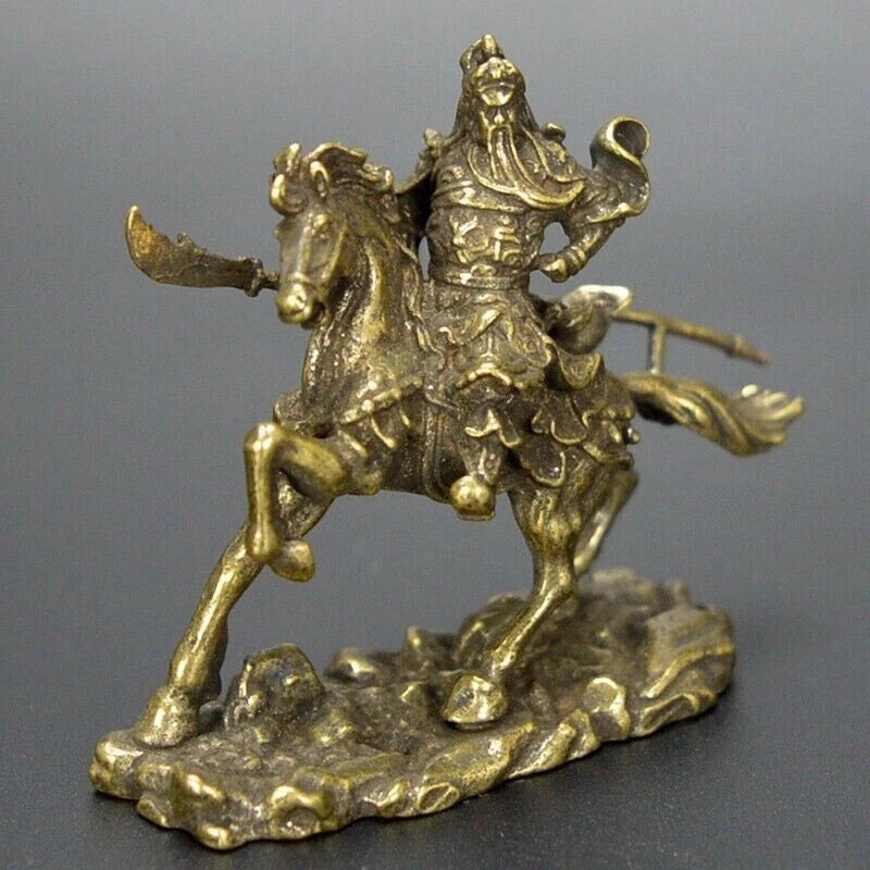 Bronze Guan Yu Ride Horse Statue for Home Office Decor