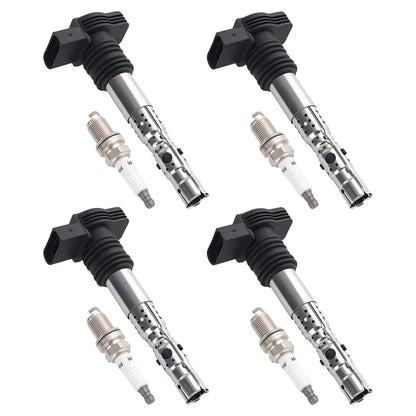 4X Ignition Coil & Spark Plugs for Audi A4 VW Golf Jetta (2001–2005) 06B905115G